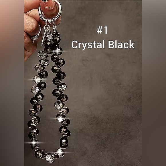 Crystal Beaded Phone Charm Lanyard with 3 attachments, 5 color choices-Pick One! - Picture 4 of 8